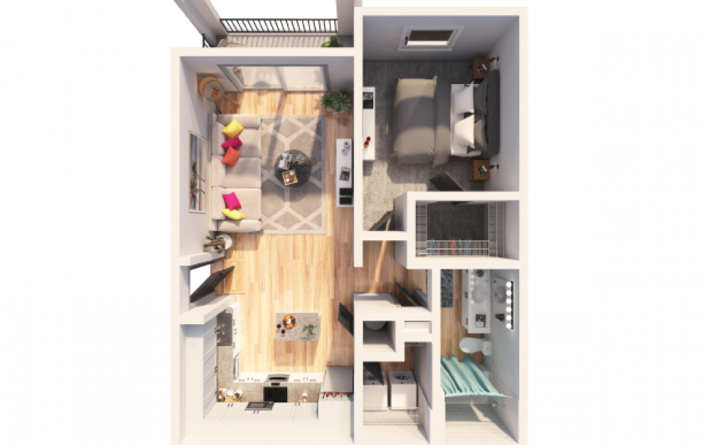Almonte - 1 bedroom floorplan layout with 1 bath and 763 square feet.