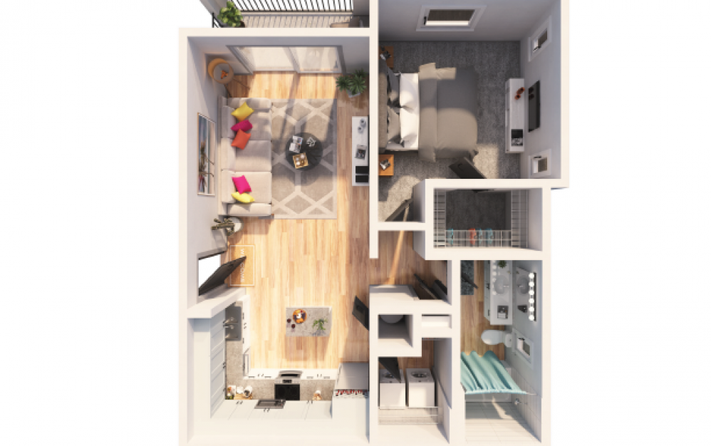 Aledo - 1 bedroom floorplan layout with 1 bath and 794 square feet.