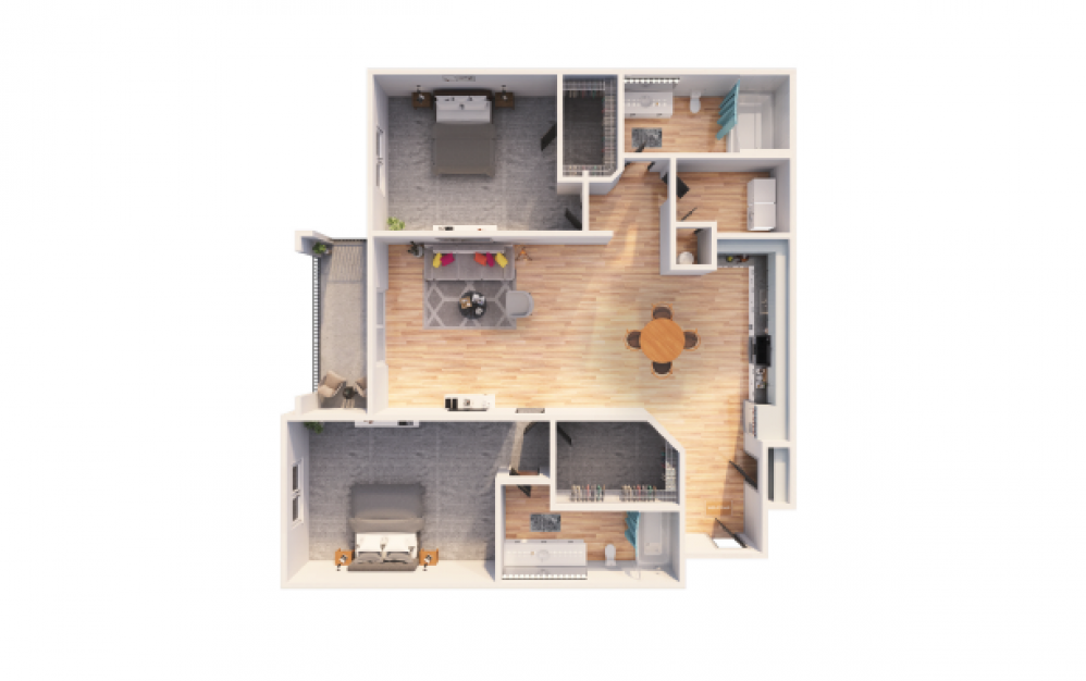 Sorolla - 2 bedroom floorplan layout with 2 baths and 1158 square feet.