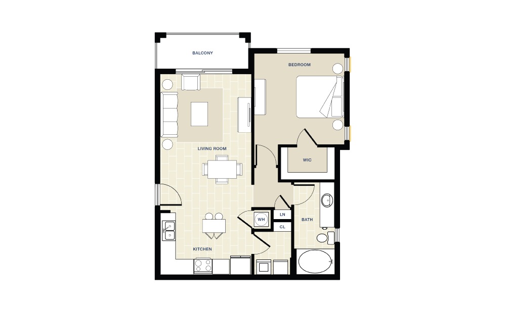 Aledo floor plan 1 bedroom 1 bath 794 sq.ft.