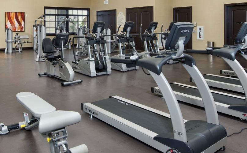 Fitness center with free weights, treadmills and ellipticals
